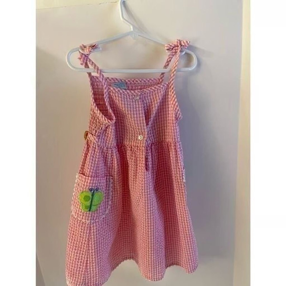 Miss Lana pink checkered butterfly dress size 4t